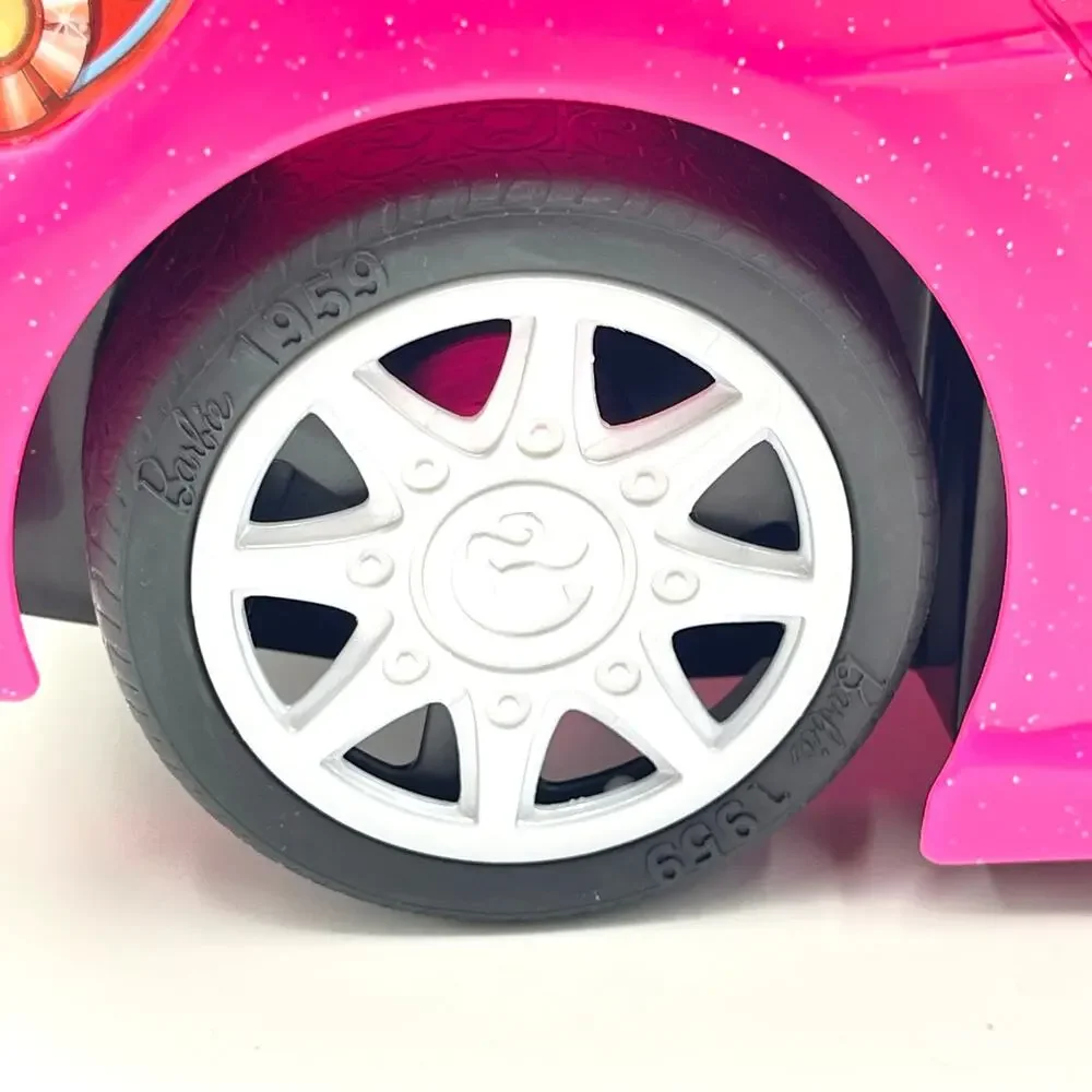 Barbie Mattel Pink White Convertible Sports Car Seatbelts 2 Seat Glam 2013 BDF38